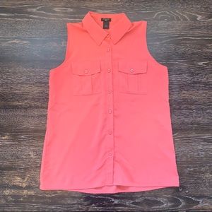 Ann Taylor Coral Sleeveless Button Up